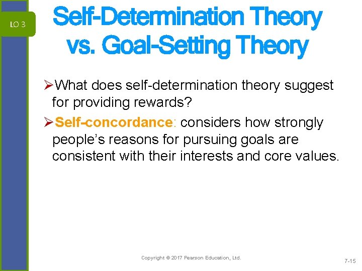 LO 3 Self-Determination Theory vs. Goal-Setting Theory ØWhat does self-determination theory suggest for providing