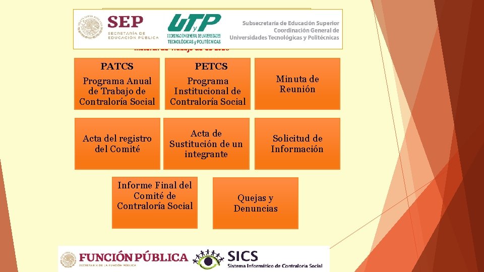 Material de Trabajo de CS 2018 PATCS Programa Anual de Trabajo de Contraloría Social