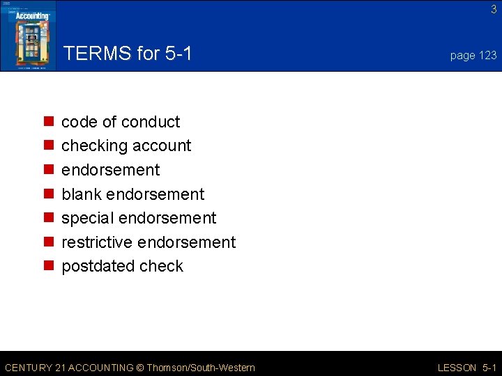 3 TERMS for 5 -1 n n n n page 123 code of conduct