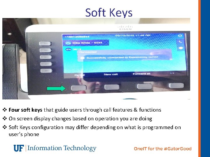 Soft Keys v Four soft keys that guide users through call features & functions