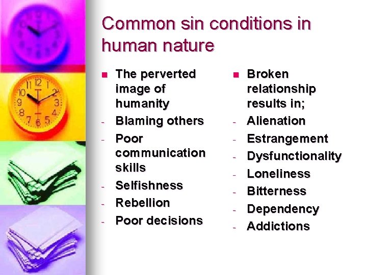 Common sin conditions in human nature n - - The perverted image of humanity