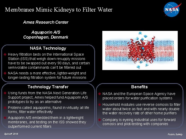 Membranes Mimic Kidneys to Filter Water Ames Research Center Aquaporin A/S Copenhagen, Denmark NASA Membranes Mimic Kidneys to Filter Water Ames Research Center Aquaporin A/S Copenhagen, Denmark NASA