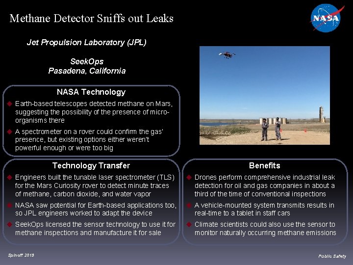 Methane Detector Sniffs out Leaks Jet Propulsion Laboratory (JPL) Seek. Ops Pasadena, California NASA Methane Detector Sniffs out Leaks Jet Propulsion Laboratory (JPL) Seek. Ops Pasadena, California NASA