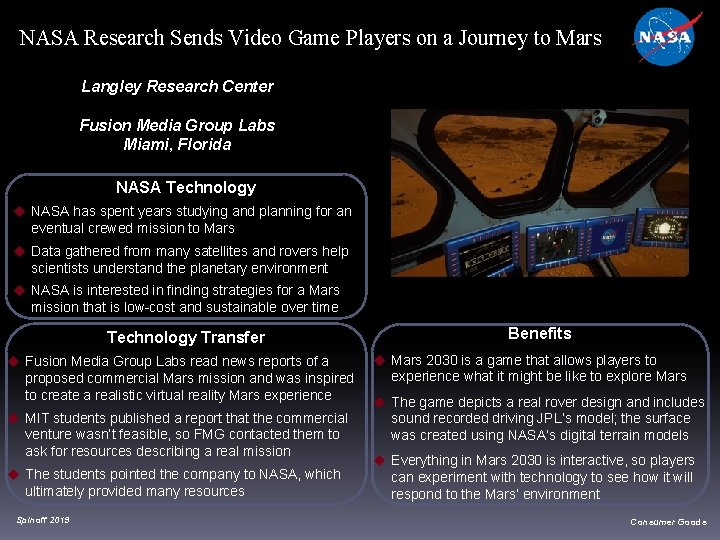 NASA Research Sends Video Game Players on a Journey to Mars Langley Research Center NASA Research Sends Video Game Players on a Journey to Mars Langley Research Center