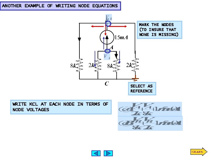 ANOTHER EXAMPLE OF WRITING NODE EQUATIONS MARK THE NODES (TO INSURE THAT NONE IS