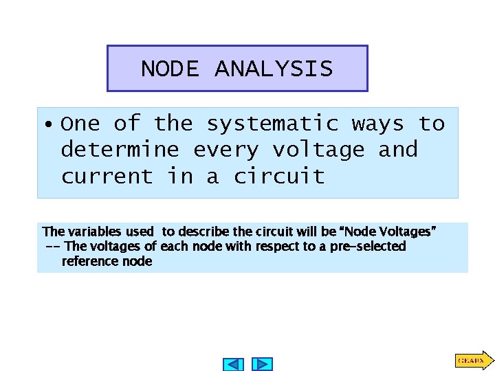 NODE ANALYSIS • One of the systematic ways to determine every voltage and current