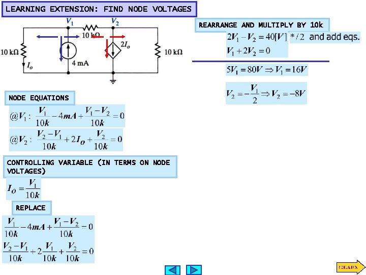 LEARNING EXTENSION: FIND NODE VOLTAGES REARRANGE AND MULTIPLY BY 10 k NODE EQUATIONS CONTROLLING