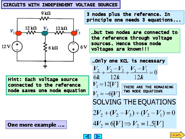 CIRCUITS WITH INDEPENDENT VOLTAGE SOURCES 3 nodes plus the reference. In principle one needs