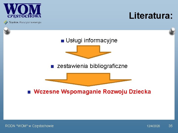 Literatura: Usługi informacyjne zestawienia bibliograficzne Wczesne Wspomaganie Rozwoju Dziecka RODN "WOM" w Częstochowie 12/4/2020