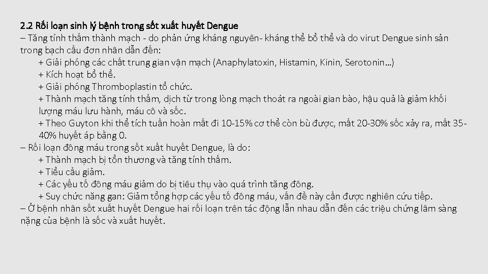 2. 2 Rối loạn sinh lý bệnh trong sốt xuất huyết Dengue ‒ Tăng