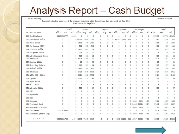 Analysis Report – Cash Budget 