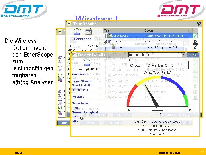Wireless I Die Wireless Option macht den Ether. Scope zum leistungsfähigen tragbaren a(h)bg Analyzer