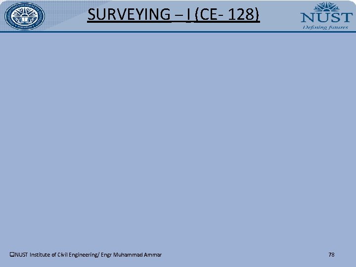 SURVEYING – I (CE- 128) q. NUST Institute of Civil Engineering/ Engr Muhammad Ammar