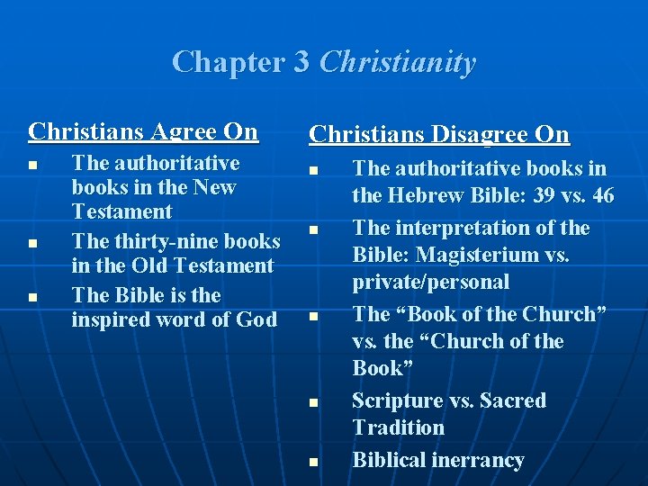 Chapter 3 Christianity Christians Agree On n The authoritative books in the New Testament