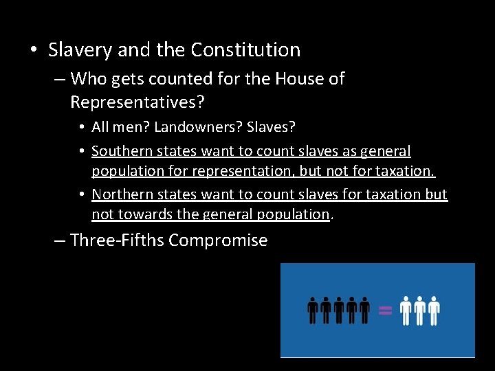  • Slavery and the Constitution – Who gets counted for the House of