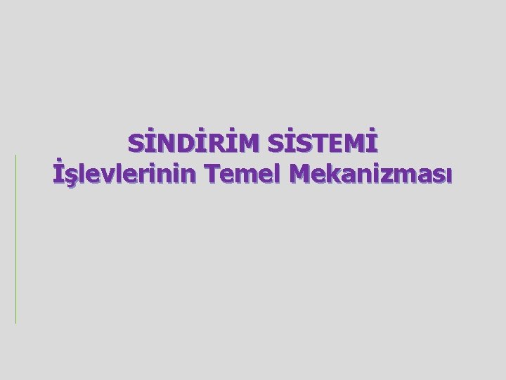 SİNDİRİM SİSTEMİ İşlevlerinin Temel Mekanizması 