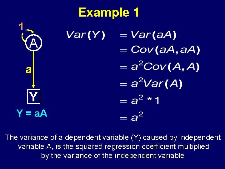 Example 1 1 A a Y Y = a. A The variance of a