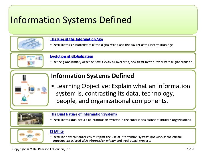 Information Systems Defined The Rise of the Information Age • Describe the characteristics of