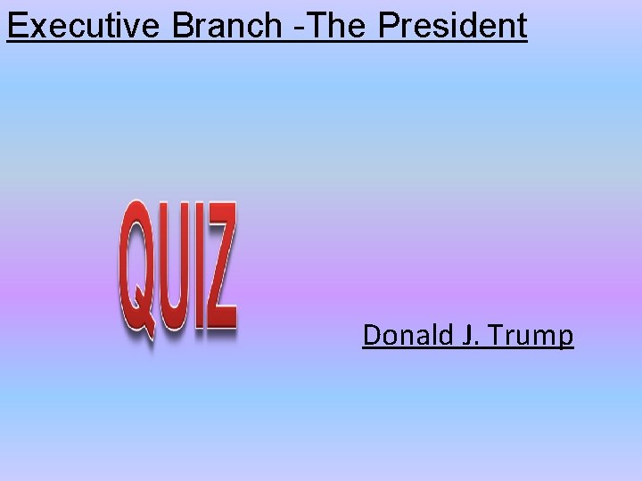 Executive Branch -The President Donald J. Trump 