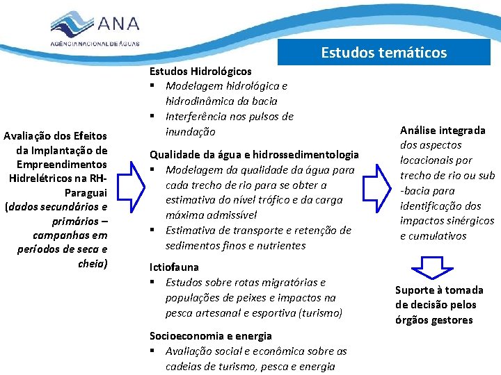 Estudos temáticos Avaliação dos Efeitos da Implantação de Empreendimentos Hidrelétricos na RHParaguai (dados secundários