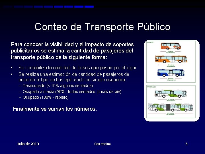 Conteo de Transporte Público Para conocer la visibilidad y el impacto de soportes publicitarios