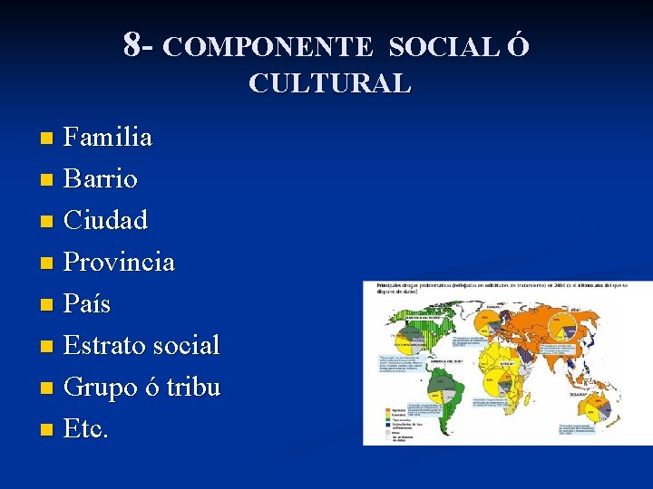 8 - COMPONENTE SOCIAL Ó CULTURAL Familia n Barrio n Ciudad n Provincia n