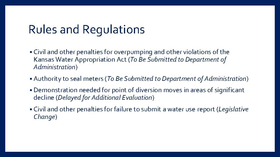 Rules and Regulations § Civil and other penalties for overpumping and other violations of