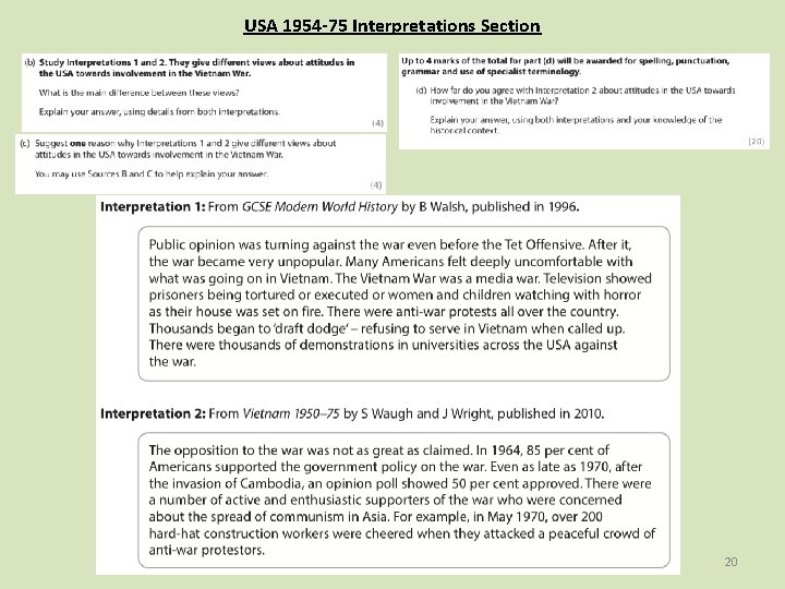 USA 1954 -75 Interpretations Section 20 