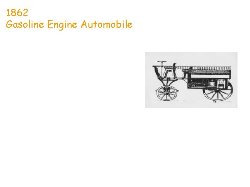 1862 Gasoline Engine Automobile 1. Alphonse Beau de Rochas, a French civil engineer, patented