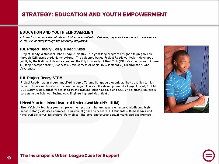 STRATEGY: EDUCATION AND YOUTH EMPOWERMENT IUL works to ensure that all of our children