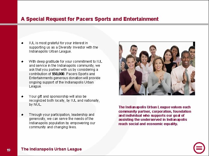 A Special Request for Pacers Sports and Entertainment l IUL is most grateful for