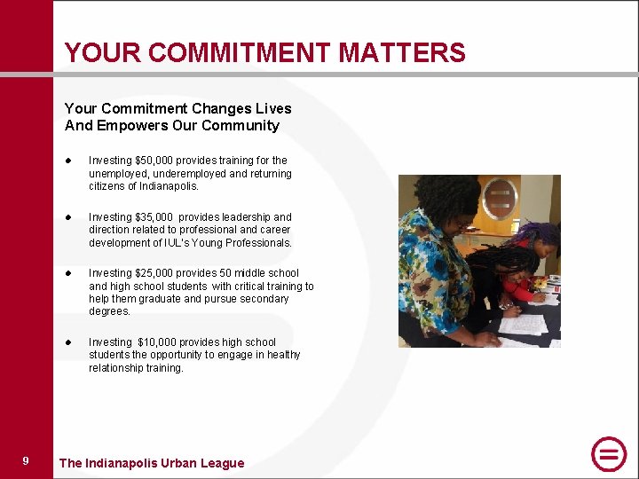 YOUR COMMITMENT MATTERS Your Commitment Changes Lives And Empowers Our Community 9 l Investing