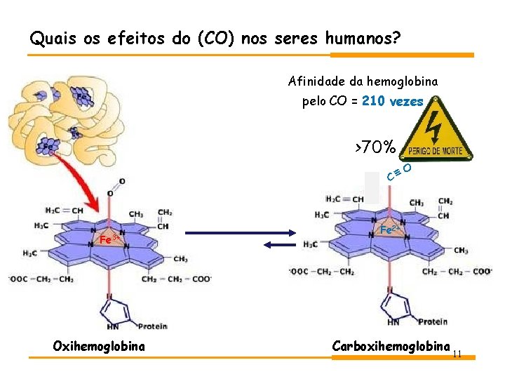 Quais os efeitos do (CO) nos seres humanos? Afinidade da hemoglobina pelo CO = Quais os efeitos do (CO) nos seres humanos? Afinidade da hemoglobina pelo CO =