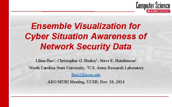 Ensemble Visualization for Cyber Situation Awareness of Network Security Data Lihua Hao 1, Christopher