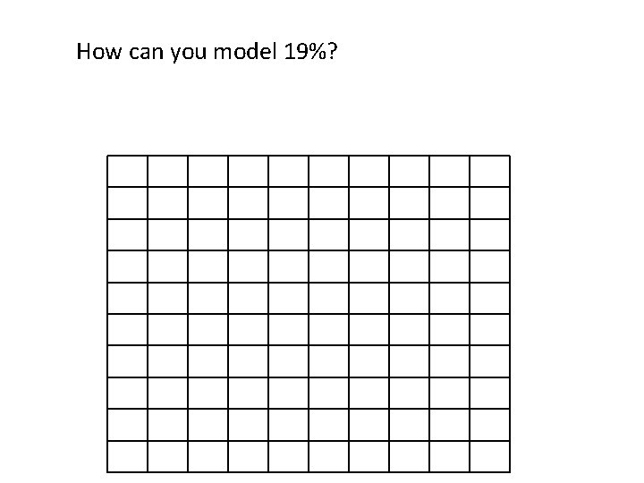 How can you model 19%? 