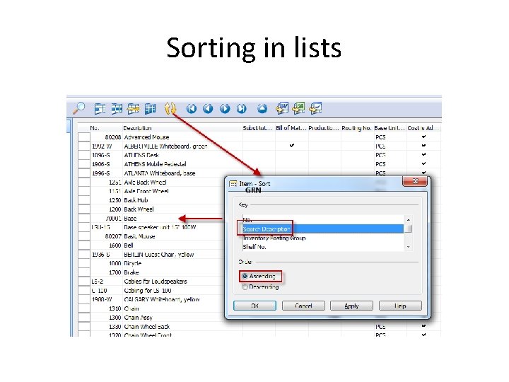 Sorting in lists 