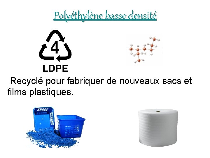 Polyéthylène basse densité Recyclé pour fabriquer de nouveaux sacs et films plastiques. 