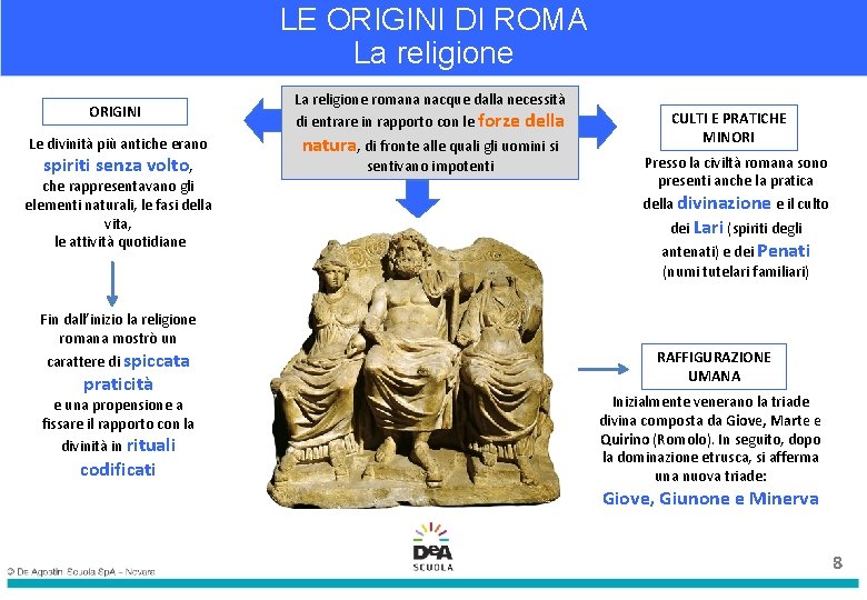 LE ORIGINI DI ROMA La religione ORIGINI Le divinità più antiche erano spiriti senza