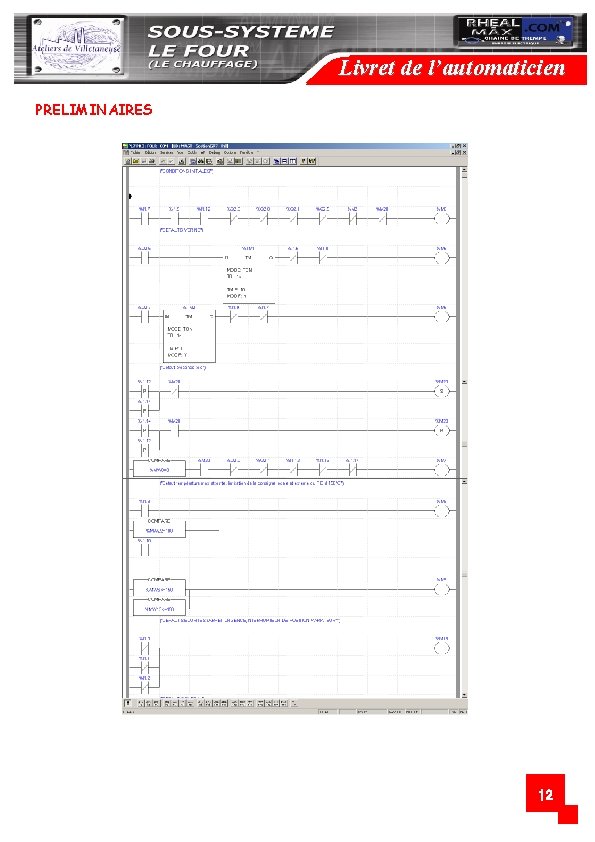 Livret de l’automaticien PRELIMINAIRES 12 