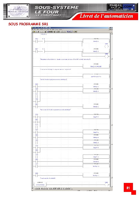 Livret de l’automaticien SOUS PROGRAMME SR 1 21 