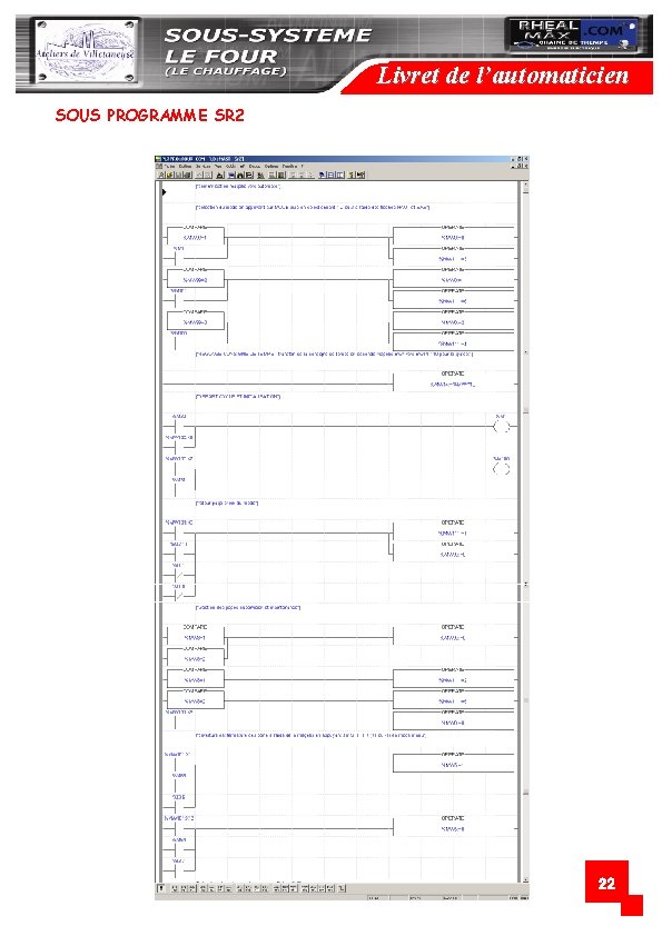 Livret de l’automaticien SOUS PROGRAMME SR 2 22 