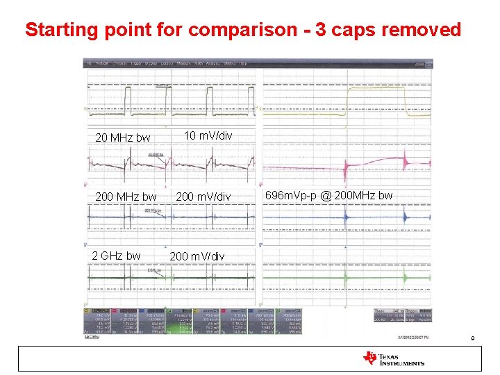 Starting point for comparison - 3 caps removed 20 MHz bw 200 MHz bw