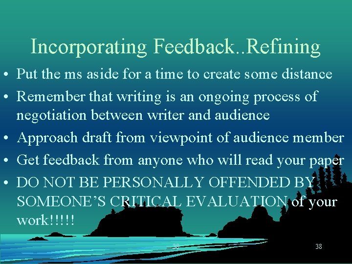 Incorporating Feedback. . Refining • Put the ms aside for a time to create