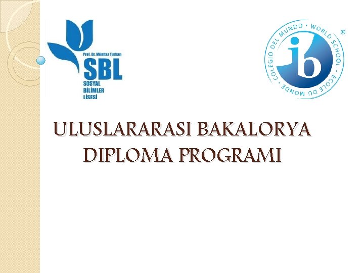 ULUSLARARASI BAKALORYA DIPLOMA PROGRAMI 