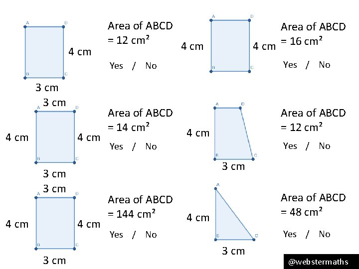 4 cm 3 cm 4 cm 3 cm Area of ABCD 4 cm =