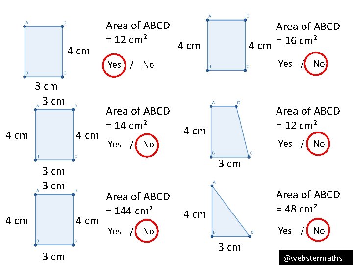 4 cm 3 cm 4 cm 3 cm Area of ABCD 4 cm =