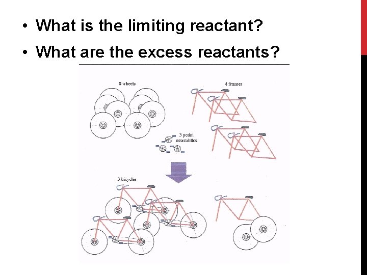  • What is the limiting reactant? • What are the excess reactants? 