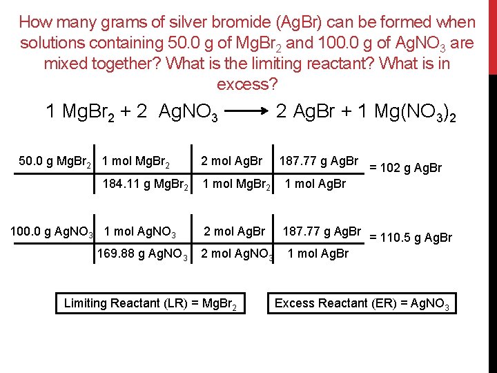 How many grams of silver bromide (Ag. Br) can be formed when solutions containing