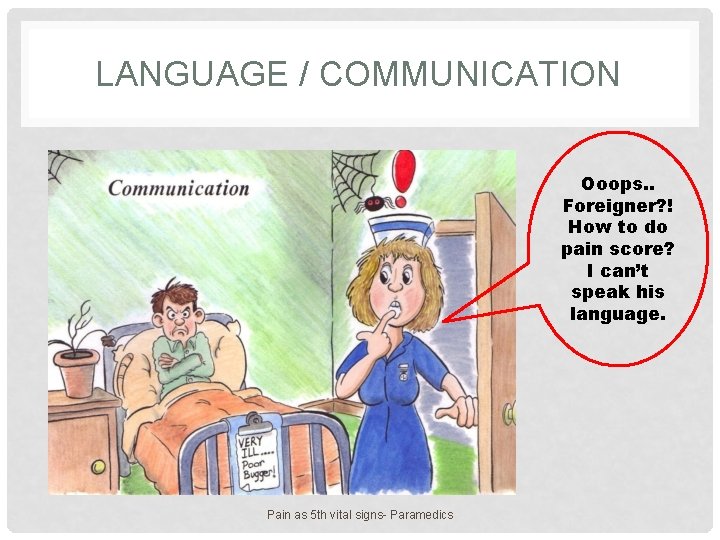 LANGUAGE / COMMUNICATION Ooops. . Foreigner? ! How to do pain score? I can’t