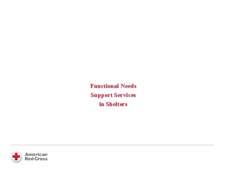Functional Needs Support Services in Shelters 